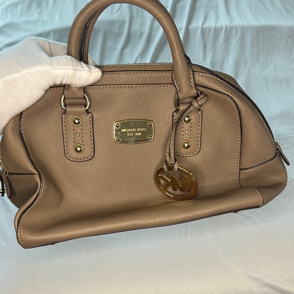 Michael Kors Tan Satchel with Gold Accents - Picture 1 of 8
